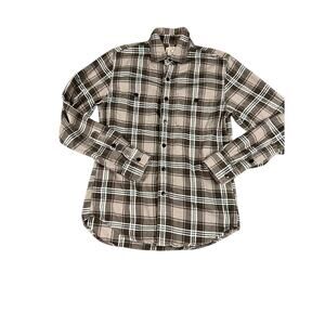 J.Crew Men's Brown White Plaid Flannel Long Sleeve Shirt Size XS